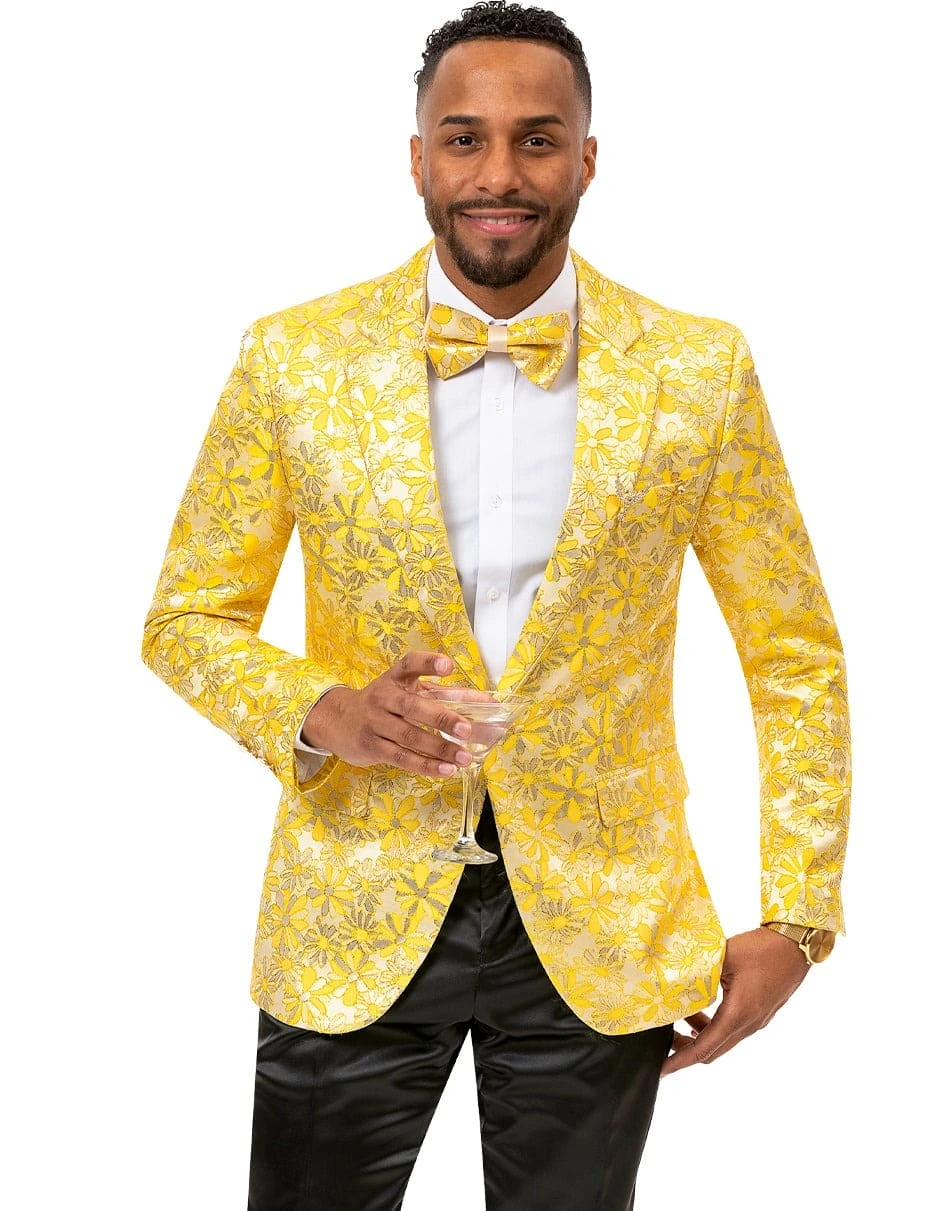 Mens Paisley Notch Prom Tuxedo Blazer In Yellow Gold 1 Mens Paisley Notch Prom Tuxedo Blazer In Yellow Gold