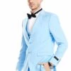 "Sky Blue Men's Wedding & Prom 2025 Suit - Two Button Vested Peak Lapel"
