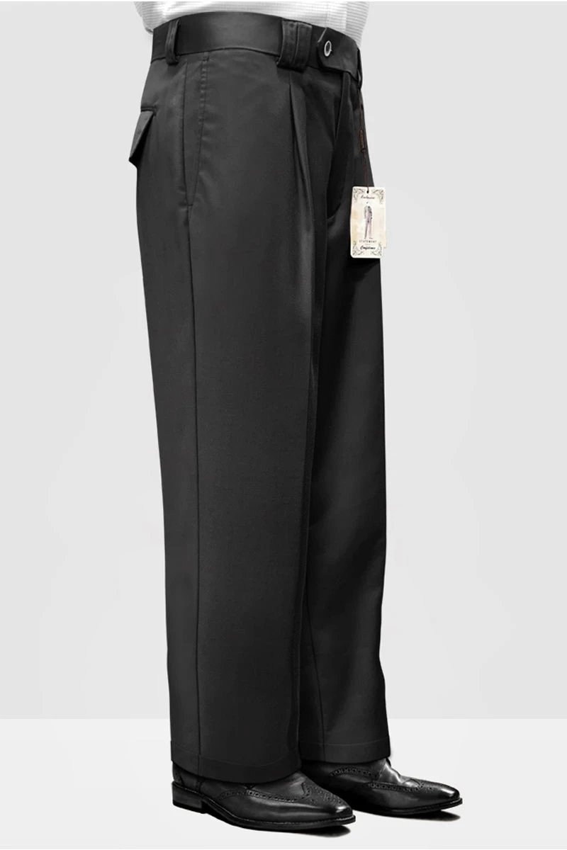 Mens Italian Wool Wide Leg Dress Pants In Black 1 Mens Italian Wool Wide Leg Dress Pants In Black