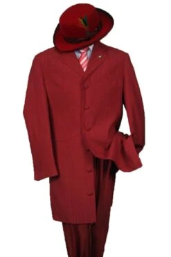 "Burgundy Zoot Suit For Men - 2PC Classic Long Fashion"