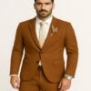 Men’s Rust Brown Wedding Suit – Modern Slim Fit Groom Suit For Fall Outdoor Ceremonies