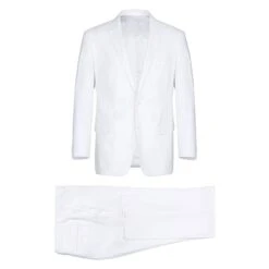 601-20 Men's Notch Lapels White Solid Linen Suits
