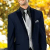 Men 2 Button Trim Cowboy In Navy Cowboy Suit - Country Wedding Suits