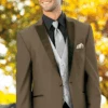 Men 2 Button Trim Cowboy In Tan Cowboy Suit - Country Wedding Suits