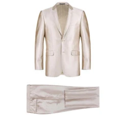 Beige Regular Fit Sharkskin Italian Styled 2 Piece Suit -Alberto Nardoni Shop 207 3 1