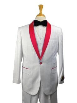 26-C-Tux-SH Ivory-Blk -Single Breasted Tuxedo WholesaleDistributors