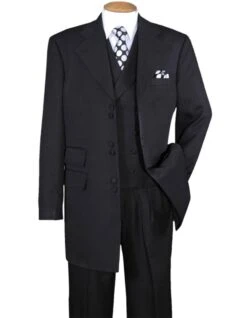 Mens 6 Button Double Breasted Vest Zoot Suit In Black
