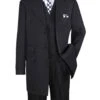 Gangster Suit - Mobster Suit - Mafia Suit For Mens 6 Button Double Breasted Vest Zoot Suit In Black