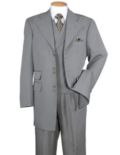 Mens 6 Button Double Breasted Vest Zoot Suit In Grey