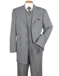 Gangster Suit - Mobster Suit - Mafia Suit For Mens 6 Button Double Breasted Vest Zoot Suit In Grey
