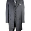 Gangster Suit - Mobster Suit - Mafia Suit For Mens Ton On Ton Stripe Fashion Zoot Suit In Grey