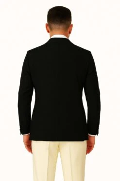 Mens Black And Ivory Tuxedo With Wide Shawl Lapel – 3 Piece Black And Off White Lapel ! Vested Suit -Alberto Nardoni Shop 3 Piece Black and off White Lapel