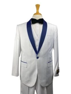 32-C-TUX-SHAWL WHITE-NAVY -Tuxedo WholesaleDistributors