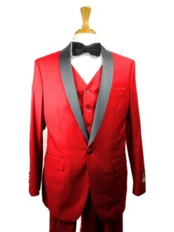 33-C-TUX-SHAWL RED-BLK -Tuxedo WholesaleDistributors