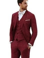 Mehroon Big And Tall Linen Suit