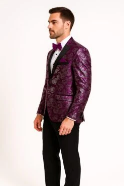 Men's Purple And White TwotonedPaisley Tuxedo Jacket With Black Satin Lapel – Formal Prom And Wedding Blazer -Alberto Nardoni Shop 3 427ae08d e68f 406b 87d5 63b2caa0563c