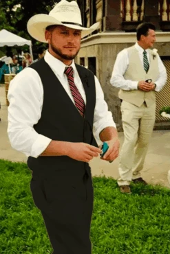 Men 2 Button Cowboy Trim In Black Suit - Country Wedding Suits