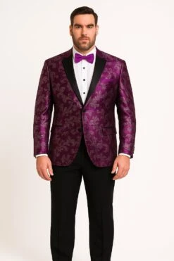 Men's Purple And White TwotonedPaisley Tuxedo Jacket With Black Satin Lapel – Formal Prom And Wedding Blazer -Alberto Nardoni Shop 4 57b14aa0 f203 4c32 85c1 8a93560554b4