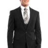 "Black Men's Wedding & Prom 2025 Suit - One Button Peak Lapel Skinny With Lowcut Vest"