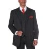 Gangster Suit - Mobster Suit - Mafia Suit For Mens 3 Button Notch Lapel Bold Pinstripe Gangster Suit In Black