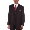 Gangster Suit - Mobster Suit - Mafia Suit For Mens 3 Button Peak Lapel Bold Pinstripe Gangster Suit In Black & Red