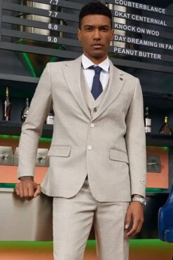 "Mens Stacy Adams Suit - Stacy Adams Suit Men's Summer Suit - Two Button Vested In Stone Grey"