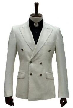 Ivory Wedding Suit - Cream Tuxedos Suit - Ivory Dinner Jacket Plus Pants -Alberto Nardoni Shop 6 Button Ivory Wedding Suits
