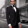 Mens Wool One Button Modern Fit Vested Shawl Prom Tuxedo In Black