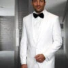 Mens Wool One Button Modern Fit Vested Shawl Prom Tuxedo In White