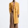 Mens Overcoat -Mens Long Wool Topcoats- Topcoat For Men-Mens Double Breasted Overcoat - "Yellow" Double Breasted Coat