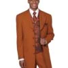 Gangster Suit - Mobster Suit - Mafia Suit For Mens 4 Button Wide Notch Lapel Fashion Zoot Suit In Rust