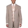 Mens 4 Button Wide Notch Lapel Fashion Zoot Suit In Tan