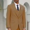"Mens Stacy Adams Suit - Stacy Adams Suit Men's Summer Suit - One Button, Khaki, Double Breasted Vest"