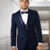 Mens Wool One Button Modern Fit Shawl Prom Tuxedo In Navy