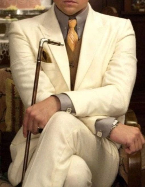 Mens Leonardo Dicaprio Great Gatsby Suit In Ivory 1 Mens Leonardo Dicaprio Great Gatsby Suit In Ivory