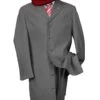 "Classic Men's 2PC Zoot Suit In Charcoal Grey - Long Fashion"