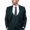 "Men's Hunter Green Skinny Wedding & Prom 2025 Suit - One Button Peak Lapel With Lowcut Vest"