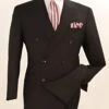 Double Breasted Suits - Vested Suits Wool Fabric - Apolo King Brand - Black Suit