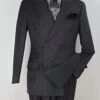 Double Breasted Suits - Vested Suits Wool Fabric - Apolo King Brand - Gray Stripe Suit