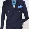Double Breasted Suits - Vested Suits Wool Fabric - Apolo King Brand - Navy Suit