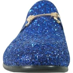 Mens Modern Glitter Sequin Prom Tuxedo Buckle Loafer In Royal Blue -Alberto Nardoni Shop BLUE3