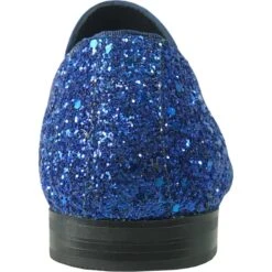 Mens Modern Glitter Sequin Prom Tuxedo Buckle Loafer In Royal Blue -Alberto Nardoni Shop BLUE4