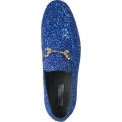 Mens Modern Glitter Sequin Prom Tuxedo Buckle Loafer In Royal Blue -Alberto Nardoni Shop BLUE5