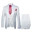Rossi Man Slim Fit 3-Piece White Suit – Peak Lapel, Double-Breasted Vest & Flat Front Pants