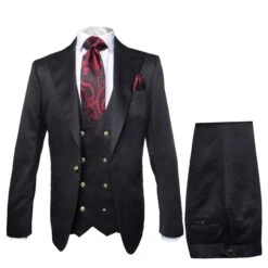 Men’s Formal 3-Piece Suit – Rossi Man Bond Slim Fit In Black | RM1751