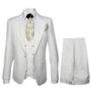 Rossi Man BOND RM1770 Slim Fit 3-Piece White Suit – 1-Button Peak Lapel, Stylish Men’s Formalwear