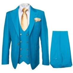 Rossi Man BOND RM1776 Slim Fit 3-Piece Suit – Tailored Turquoise Blue Suit For Formal Occasions