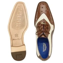 Men's Belvedere Sesto Italian Calf & Ostrich Quill Wingtip Dress Shoe In Brown & White 5 Men's Belvedere Sesto Italian Calf & Ostrich Quill Wingtip Dress Shoe In Brown & White -Alberto Nardoni Shop BROWN WHITE4