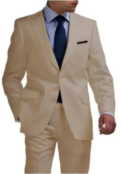 Tan Linen Suit - Children Kids Boys Sizes Light Weight Two Buttons Toddler Suits