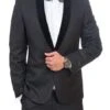 Men's BlackSlim Fit 1 Button Shawl Velvet Lapel Tuxedo SuitSlim Fit Black Tuxedo - Skinny Fit Tuxedo